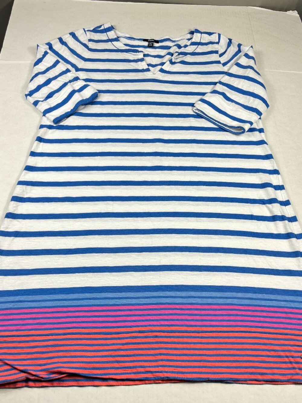 Hatley Lucy Nautical Shift Dress 3/4 Sleeve Casual Coastal V-Neck Pullover XXL